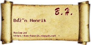 Bán Henrik névjegykártya